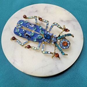 Enamel Crystal Scarab Beetle Brooch – Heart of Renewal Edition Brooch Pin
